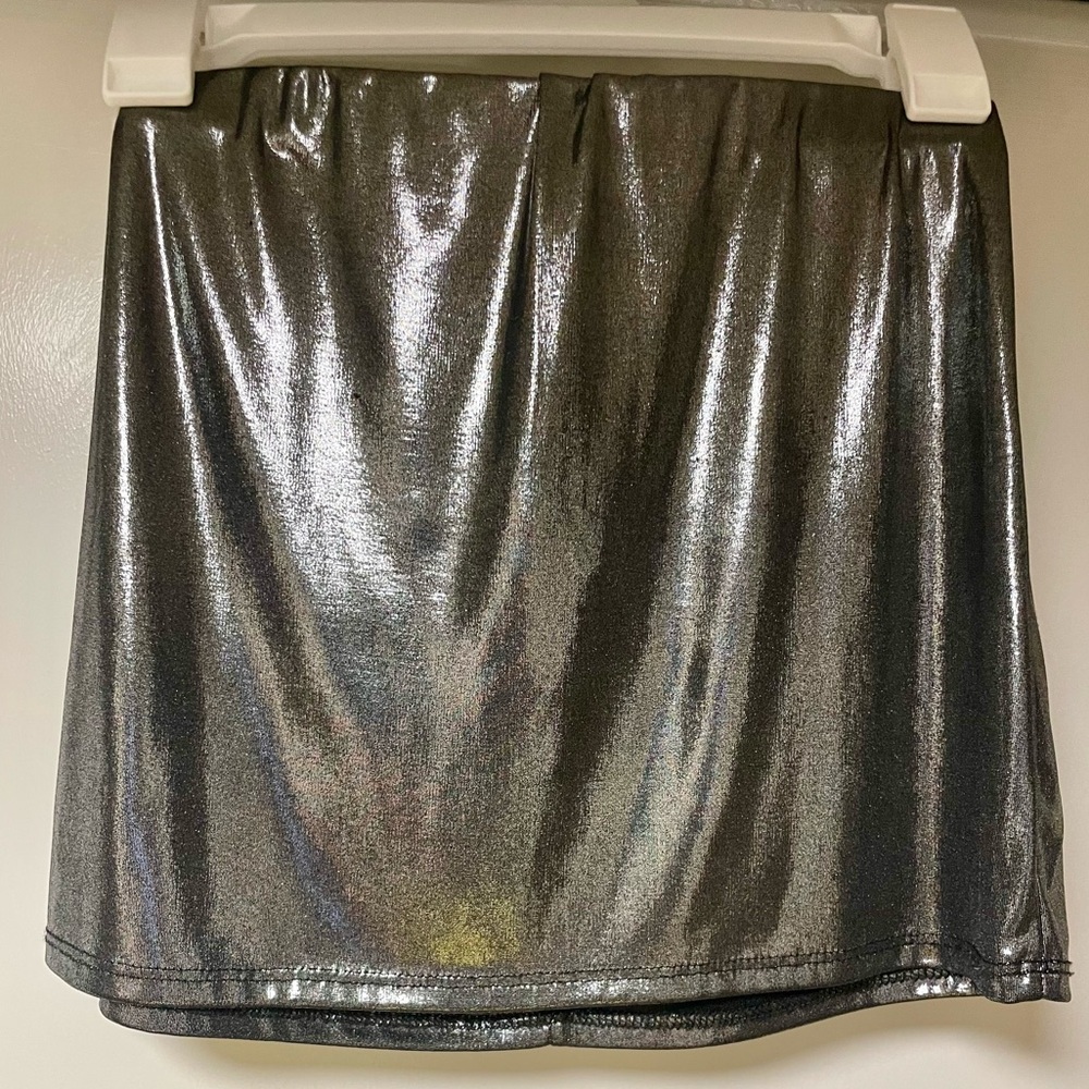 Metallic Silver Mini Skirt